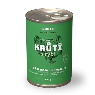 Krůtí s rýží 400 g - LOUIE kompletní krmivo pro psy