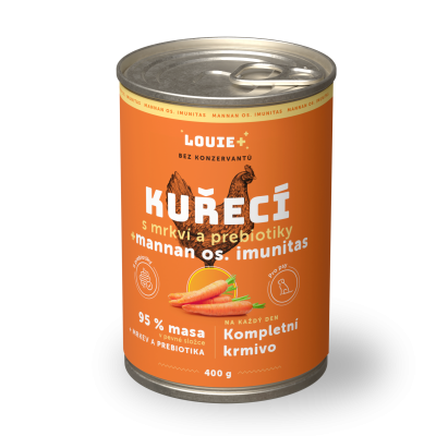 Kuřecí s mrkví + prebiotika 400g - LOUIE kompletní krmivo pro psy