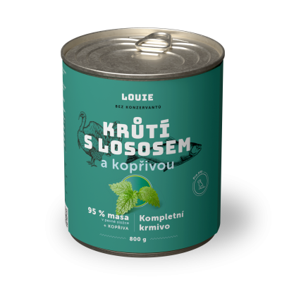 Krůtí s lososem a kopřivou 800 g - LOUIE kompletní krmivo pro psy