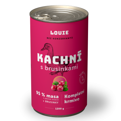 Kachní s brusinkami 1200 g - LOUIE kompletní krmivo pro psy