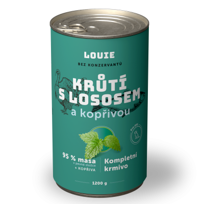 Krůtí s lososem a kopřivou 1200 g - LOUIE kompletní krmivo pro psy