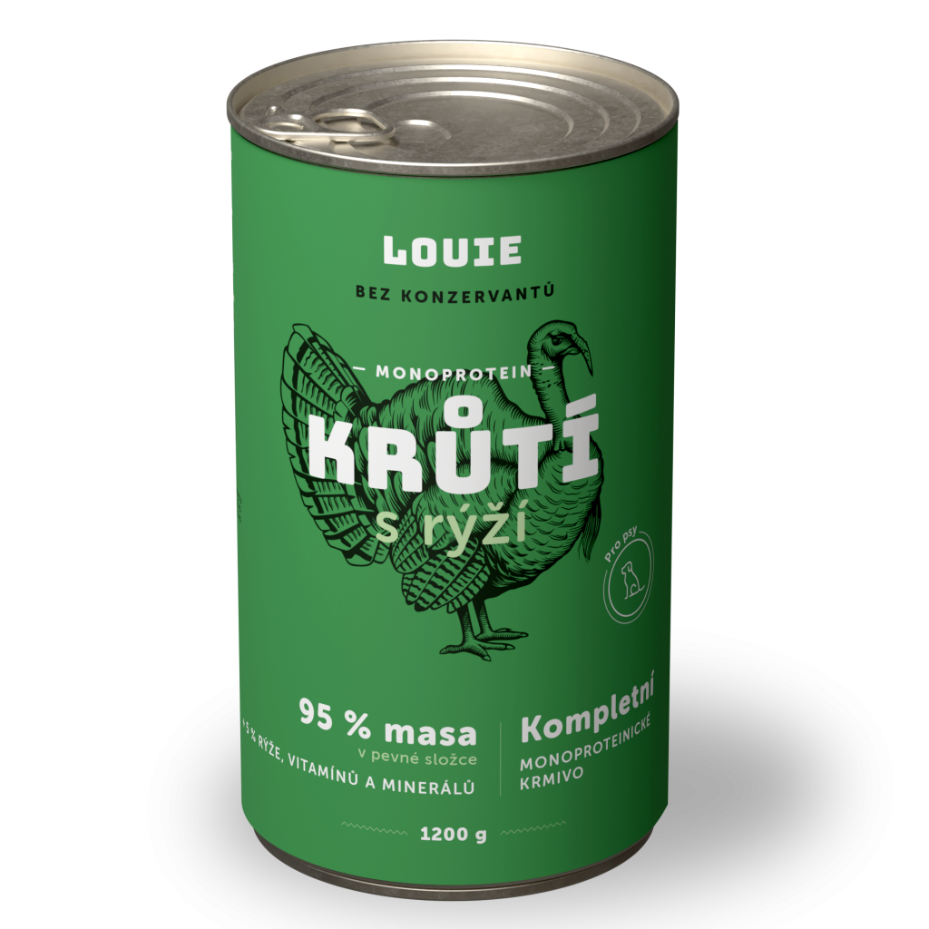 Krůtí s rýží 1200 g - LOUIE kompletní krmivo pro psy