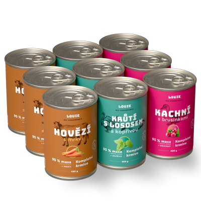 Ochutnávkový balíček bez kuřecího 400g - 9 ks