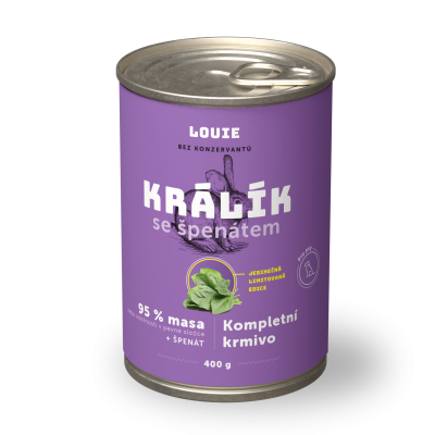 Králík se špenátem 400 g - LOUIE kompletní krmivo pro psy